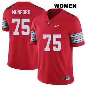 Women's NCAA Ohio State Buckeyes Thayer Munford #75 College Stitched 2018 Spring Game Authentic Nike Red Football Jersey AF20G88JI
